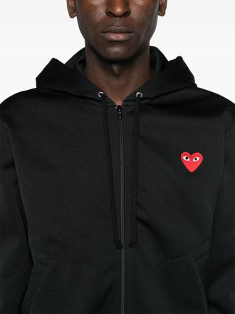 Comme Des Gar&ccedil;ons Logo-Embroidered Cotton Hoodie - Black