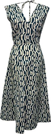 Max Mara Geometric Print Midi Dress in Multicolor Cotton