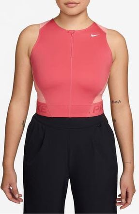 Nike Dri-FIT Quarter Zip Tank Top in Sea Coral/Light Fusion Red at Nordstrom Rack, Size X-Small