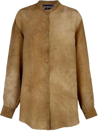 Cortana Silk Bronze Maltinto Shirt - Dames - Overhemden - Bruin - L - Overhemden