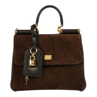 Dolce & Gabbana My Sicily Small Handtas - Dames - Tassen - Bruin - Maat: ONE Size Katoen