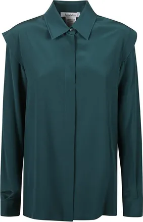 Max Mara Bottle Green Regular Solid Shirt