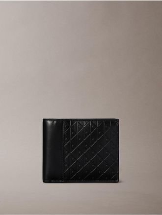 Calvin Klein Mens Refined Emblem Logo Mix Wallet - Black