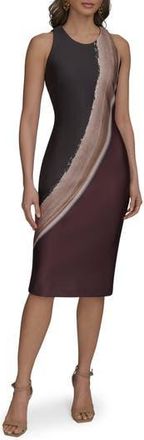 DKNY Placed Print Sleeveless Sheath Dress in Chocolate Plum Multi at Nordstrom Rack, Size 2