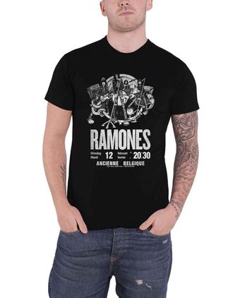 Ramones T Shirt Belgique Live Band Logo Official Eco Mens Black M