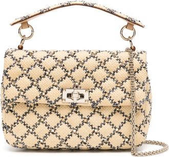 Valentino Garavani Rockstud woven tote bag - women - Fabric/Calf Leather - One Size - Neutrals
