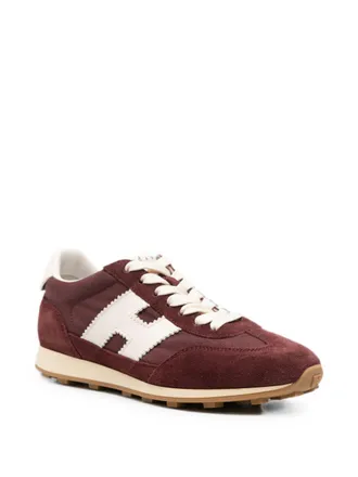 Hogan Suede and Nylon Color-Block Sneaker - Burgundy