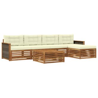 vidaXL Conjunto De Sof&aacute;s De Exterior Con Coj&iacute;n 6 Pcs Natural Y Crema Vidaxl