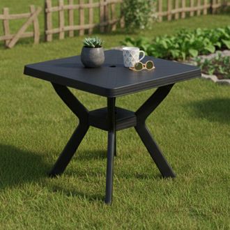 Dmora Mesa Para Exterior Normandy, 4 Plazas, M&aacute;x. 79 Cm Made In Italy, Acabado Suave, 79x79x72h Cm Negro Antracita