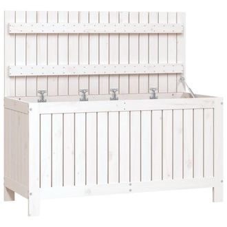 Berkfield Home Garden Storage Box White 115x49x60 cm Solid Wood Pine | Size: 115 x 49 x 60 cm