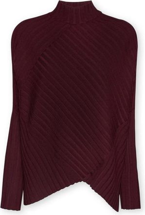 Elena Miro Oversized trui met gemengde ribbelbrei - Dames - Coltruien - Rood - L/Xl - Polyester - Truien & Vesten