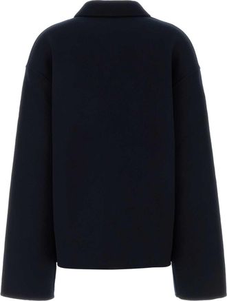 Extreme Cashmere Womens Navy Blue Wool Blend Maker Coat Exterior: Cashmere Cappotti