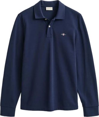 GANT Pique poloshirt met lange mouwen - Blauw