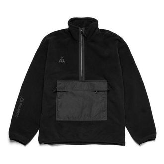 Nike ACG Logo Embroidered Half Zipper Fleece Stand Collar Pullover Jacket Black CK6839-011