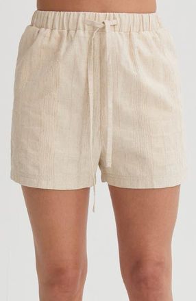Crescent Stripe Textured Linen Shorts in Oatmeal at Nordstrom, Size X-Small Short