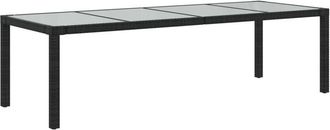 vidaXL Vidaxl - Garden Table Black 250x100x75 cm Tempered Glass and Poly Rattan