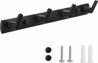 OEM Perchero De Pared (negro), Perchero De Pared Para Ba&ntilde;o, Perchero De Pared Para Toallas, Perchero Con 4 Ganchos Para Ba&ntilde;o, Dormitorio, Cocina, Entrada