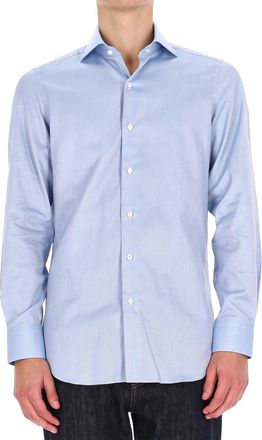 Finamore Traveller Tailored Shirt in Royal Oxford Linea Milano