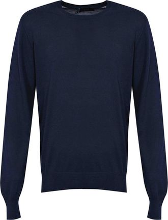 Fay Crew-neck pullover in blue silk and cotton
