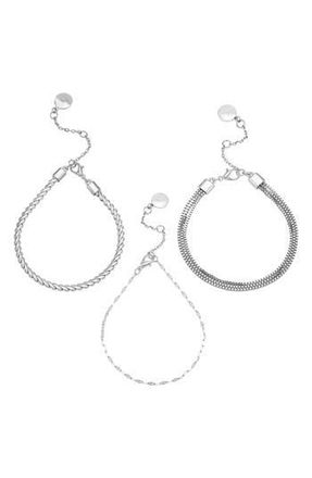 Vince Camuto Set of 3 Assorted Chain Bracelets in Silver Tone at Nordstrom Rack