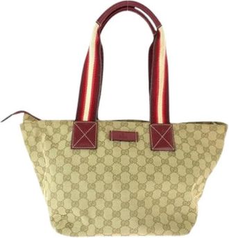 Gucci Pre-owned Tote Bags, female, Brown, Size: ONE SIZE Pre-owned Vintage Canvas Tote Bag