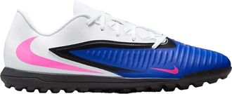 Nike Phantom 6 platte voetbalschoenen voor volwassenen (unisex) (Blauw/Wit/Roze)