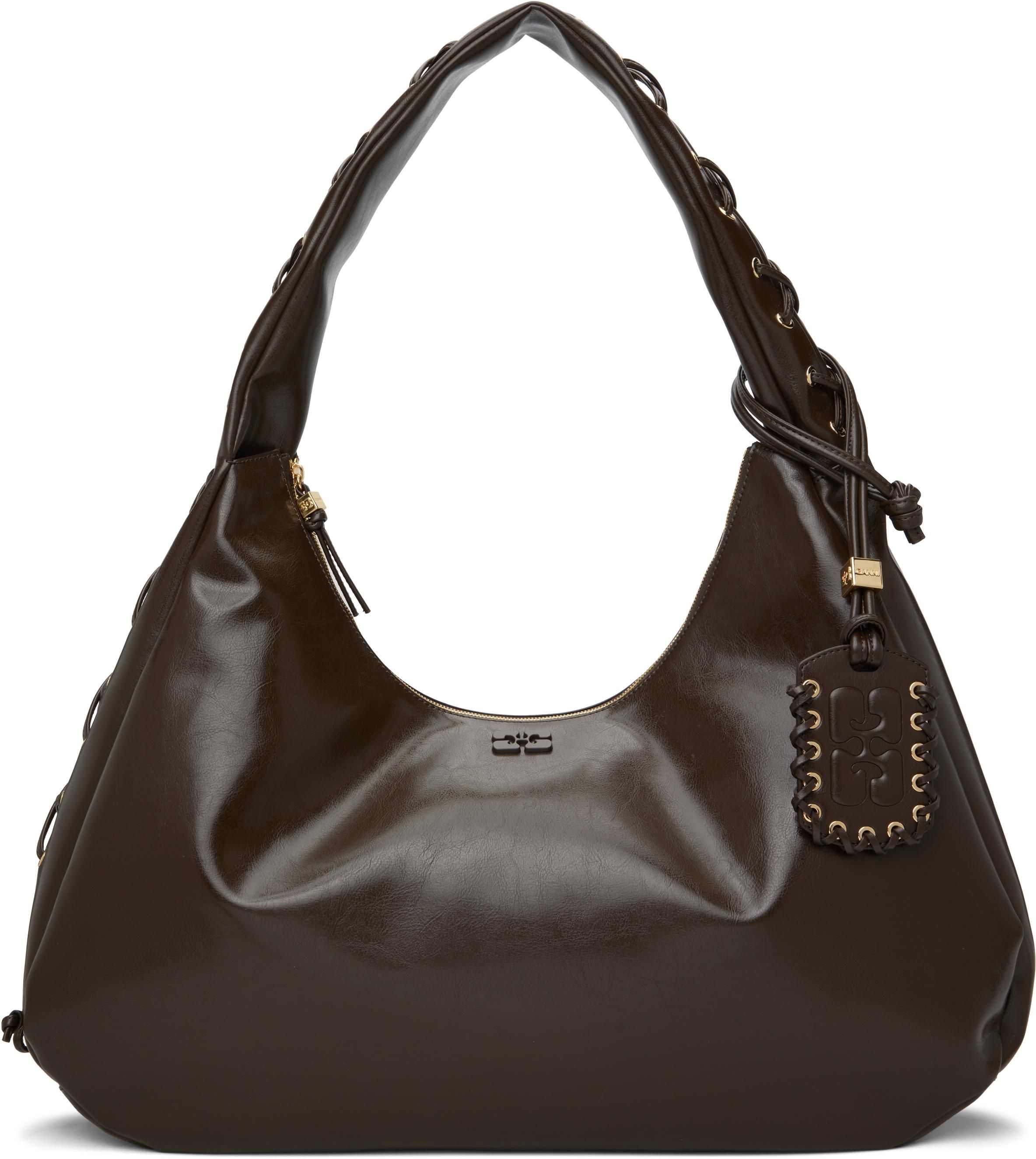 【関税＆送料込み】Ganni Hobo Seal Brown Medium Shoulder Ba Seal Brown Brown Medium Hobo Bag | GANNI