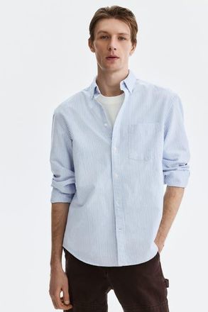 H&M Regular fit oxford shirt in Light Blue/striped at Nordstrom, Size Xx-Large