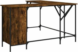 vidaXL Vidaxl - Escritorio madera de ingeniería roble ahumado 141x141x75 cm