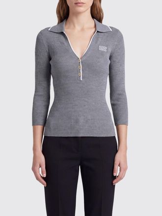 Elisabetta Franchi Polo slim fit in maglia a coste a maniche lunghe