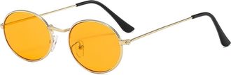 Generic Metal Mens Outdoor Sunglasses Driving Women Small Frame Metal Sun Glasses(Yellow)