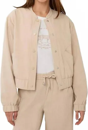 Esqualo Pinstripes Bomber Jacket In Light Sand