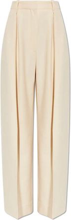 Victoria Beckham Pleated Broeken - Dames - Wijde Broeken - Beige - M - Broeken