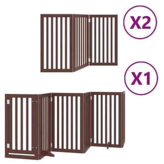 vidaXL Puerta De Perros Plegable 12 Paneles Madera &Aacute;lamo Marr&oacute;n 600 Cm Vidaxl