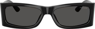 Prada Dark Grey Rectangular Mens Sunglasses PR B03S 1AB5S0 56