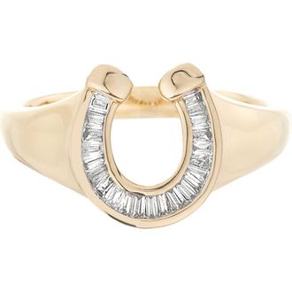 Adina Reyter Baguette Diamond Horseshoe Signet Ring in Y14 at Nordstrom