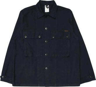 Nudie Jeans Nino Shirt - Heren - Casual Overhemden - Blauw - S - Katoen - Overhemden