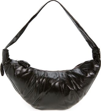 Christophe Lemaire Large Croissant Coated Cotton Canvas Shoulder Bag in Truffle at Nordstrom