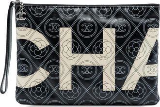Chanel Pre-owned Clutches, female, Black, Size: ONE SIZE Pre-owned Printed Leather Clutch