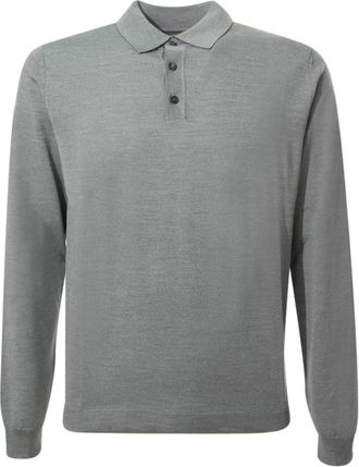 Zanone Flexwool Polo met Lange Mouwen in Grijs - Heren - Polos - Grijs - M - Wol - Tops