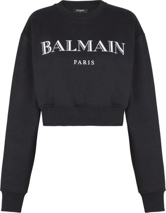 Balmain Gedrukte crew-neck sweathirt - Dames - Sweatshirts - Zwart - XL - Katoen - Hoodies & sweatvesten