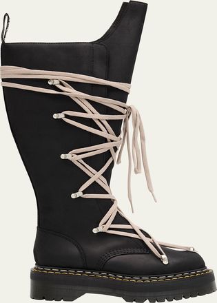 Rick Owens x Dr. Martens Mens 1B60 Quad Sole Pentalace Nubuck Boots