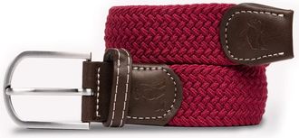 Swole Panda Unisex Recycled Woven Belt, Elastic Belt for Men and Women, Belt Buckle Stretch Woven Belt - Burgundy