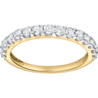 LuvMyJewelry Francesca 14K Gold Round Diamond Studded Half Eternity Band Ring - 0.5cts in 14K Yellow Gold at Nordstrom, Size 5.5