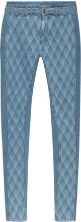 Balmain geometric-print skinny jeans - women - Elastane/Cotton - 38 - Blue