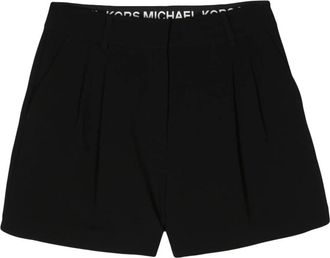 Michael Kors Pleated Crepe Shorts - Dames - Bermuda - Zwart - S - Leer - Korte Broeken