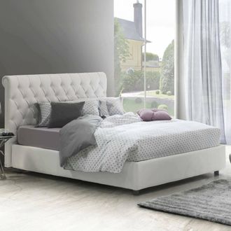 Talamo Italia Dmora - Cama Matrimonial Dbeca, Cama Contenedor Y Cabecero En Ecopiel, 100% Made In Italy, Apertura Frontal, Blanco, Adecuado Para Colch&oacute;n De 160x190 