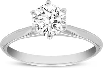 LuvMyJewelry 14K White Gold Round Cut Lab Grown Diamond Solitaire Engagement Ring - 0.74 ctw