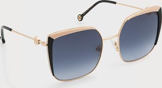 Carolina Herrera Monogram Square Acetate & Stainless Steel Sunglasses