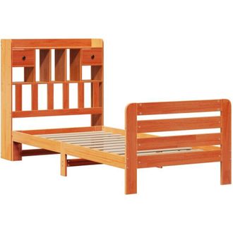 vidaXL Bookcase Bed without Mattress Wax Brown 75x190 cm Small Single Solid Wood Pine Vidaxl